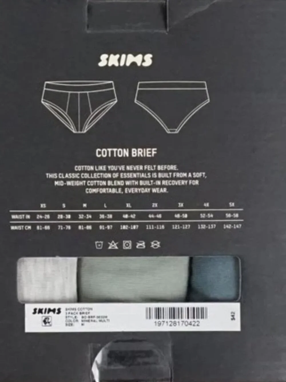 SKIMS Cotton Brief Set of 3. Classic Essentials Soft Mid-weight Cotton Blend